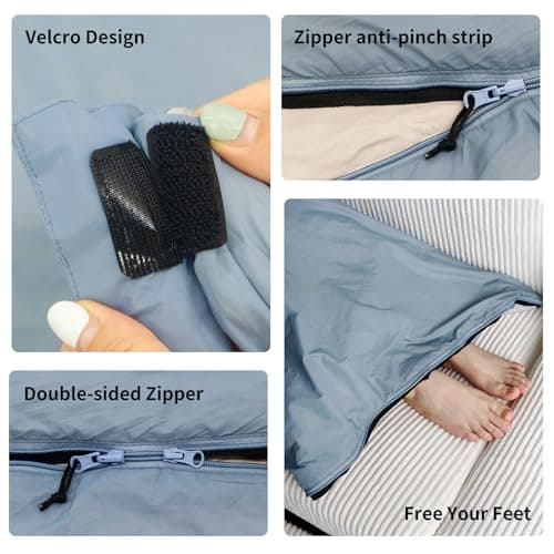 NewDoar Ultralight Backpacking Sleeping Bag 50-70°F, 1.5lbs, Waterproof & Machine Washable, 2-Way Zipper for teens,Couples,Women,Men Compact for Hiking/Camping (M/L Sizes) — view 4