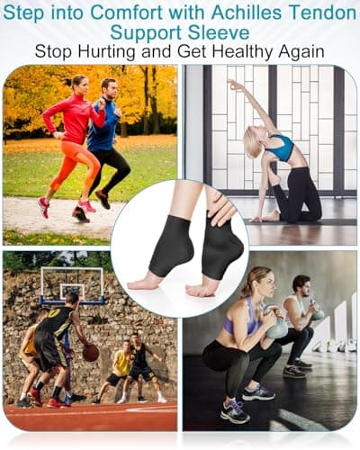 PGRODE Achilles Tendon Sleeve with Silicone Heel Protector Cushion Pad, Achilles Tendonitis Support Compression Socks for Women Plantar Fasciitis, Bursitis, Heel Pain Relife, 1 Pair (Black) — view 6