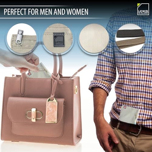 Lewis N Clarks RFID-Blocking Hidden Travel Wallet Münzbörse, Beige — view 5
