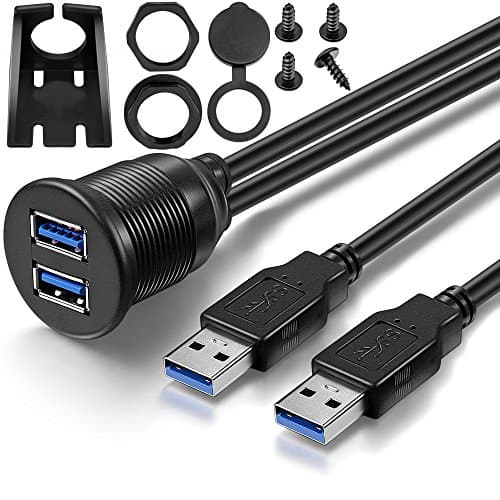 OBSTORM Dual USB 3.0 AUX Flush Mount Car Mount Extension Cable, 1 Meter