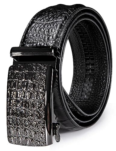 Barry.Wang Ratchet Belt Gift Set Leather Slide Buckle Fashion for Men Business Wedding 3PC — view 5