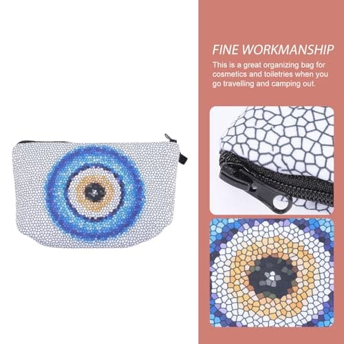 Evil Eye Makeup Bag Silver Polyester Waterproof Zipper Pouch — view 3