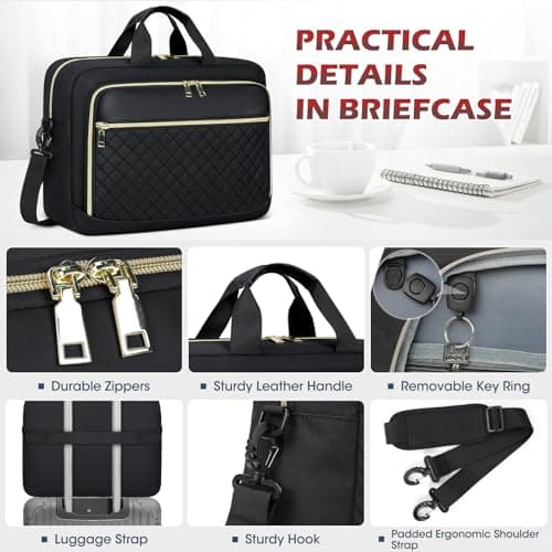 NEWHEY Laptop Bag for Women 17.3 inch Large Briefcase Teacher Work Bag — view 6