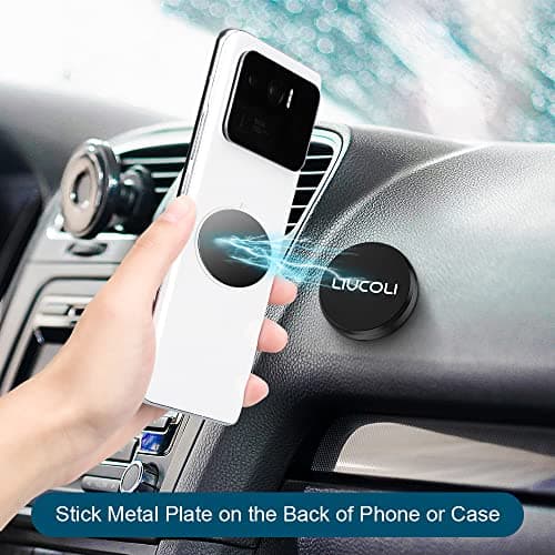 LIUCOLI Metal Plate for Magnetic Phone Holder, Universal Car Mount Phone Plate 6 Pack - Thin Self Adhesive Metal Plates for Automobile Phone Magnet Sticker, 3 Round and 3 Rectangle — view 2