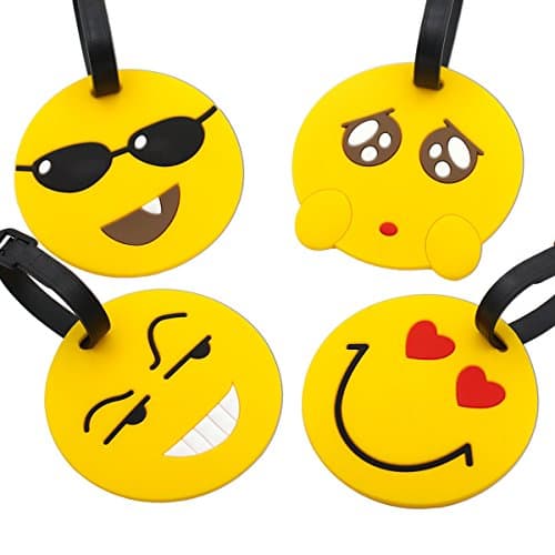 Travel Luggage Tags, Face Suitcase Travel ID Label Tags Holders, PVC Identifier Label Holders for Backpack(4 Pack Yellow) — view 2