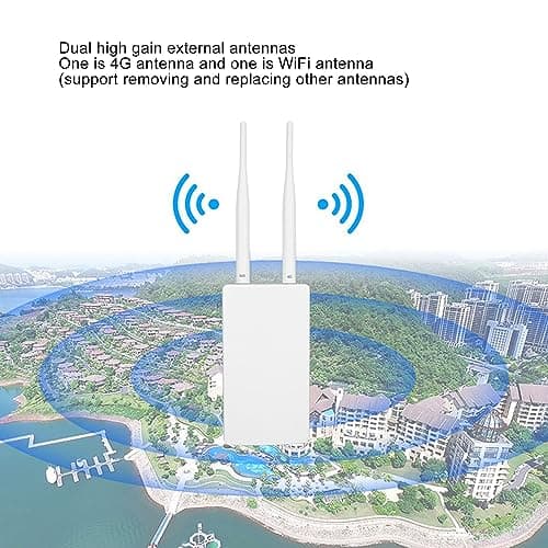 Outdoor 4G LTE CPE WiFi Router, Portable Mobile WiFi Hotspot Router with Detachable Antennas, Waterproof Supports 10 Device Connections (UK Plug) — view 3