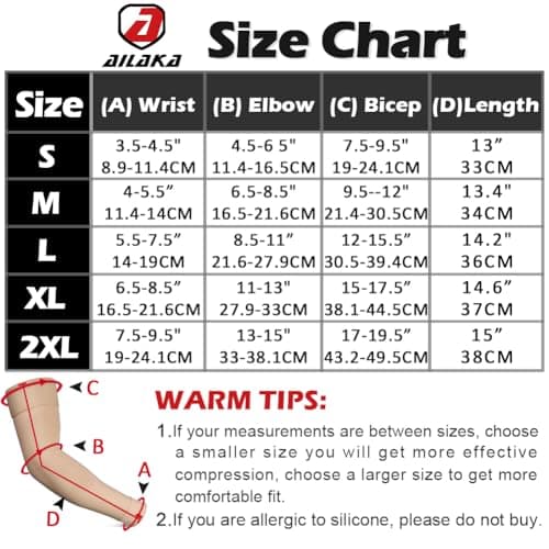 Ailaka 20-30 mmHg Compression Arm Sleeve for Men Women, Graduated Support — view 5
