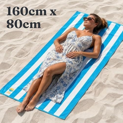 Beach Master Large Microfibre Beach Towel for Adults – Quick Dry & Sand Free Lightweight Travel Towel with Carry Bag, 160 x 80cm – Pink Stripe — view 5