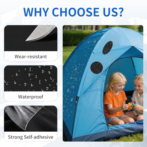 Skystuff Self-Adhesive Nylon Patches for Clothing & Tent Repair Kit – 48PCS Waterproof Ripstop Fabric Repair Tape for Down Jacket, Puffer Coat, Sleeping Bag, Backpack, Outdoor Gear Fix, Black — view 3