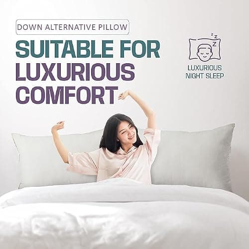 Nod Off Down Alternative Filling Bed Pillows 2 Pack Organic Cotton Cover Pillows for Neck And Shoulder Pain Hotel Quality Side Sleeper Pillow Hypoallergenic And Breathable Cover Washable - Pack of 2 — view 2