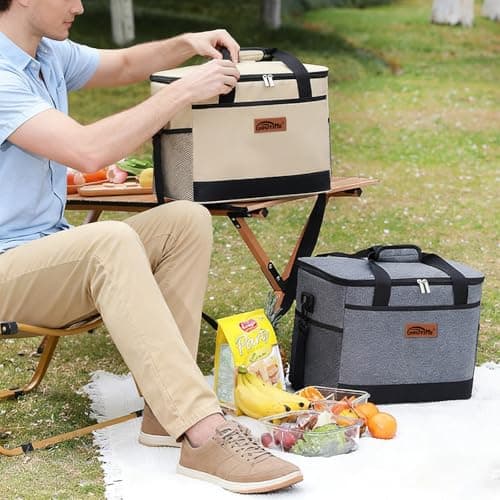 Goutime 26L Insulated Lunch Cool Bag, Waterproof Leakproof Tote (Grey) — view 5