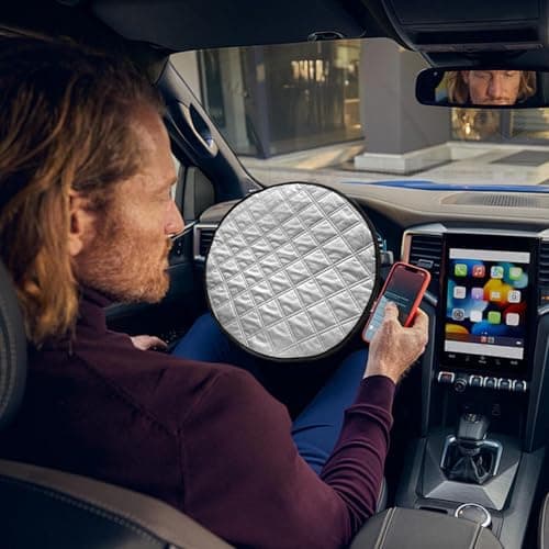 Steering Wheel Shade - Aluminum Foil 43cm, Car Sunblock Cover, Reflective | Universal, Vehicle Heat Shield, UV Interior Guard For Summer Driving, Automotive SUV And RV, Camping, Daily Travel — view 3