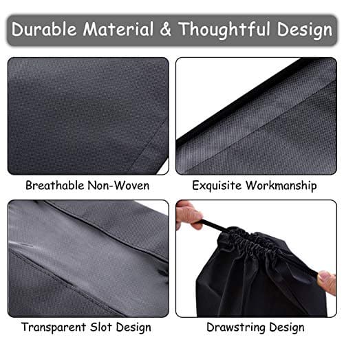15 PCS Travel Shoe Bag, Large Portable Drawstring Shoes Storage Bags Non-Woven Dust Proof Pouch Space Saving Organizer with Transparent Slot for Men Women Daily and Travel Use (Black) — view 3