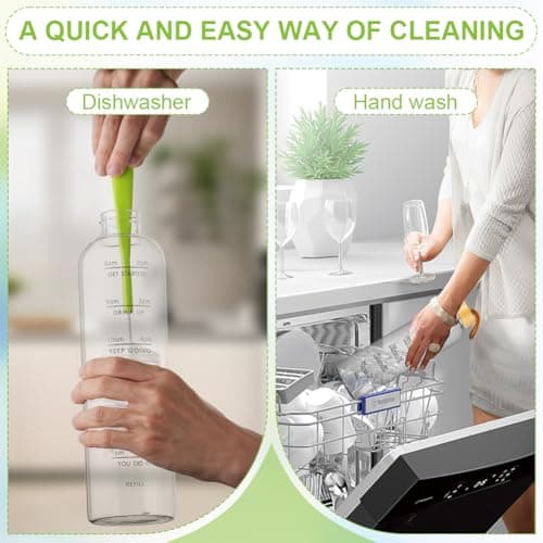 AOOWU Glass Water Bottle with Time Marker, 1000ml Leak-proof Sports Glass Water Bottle with Bamboo Lid, Sports Drinking Bottle, Reusable Silicone Case Glass Drinking Bottle, Motivational Water Bottle — view 5