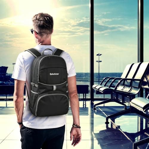 Bekahizar Lightweight Foldable Backpack 35L Hiking Rucksack Daypack Packable Travel Day Bag for Men Women Teens Outdoor Sports Walking Camping Travelling Cycling (Black) — view 6