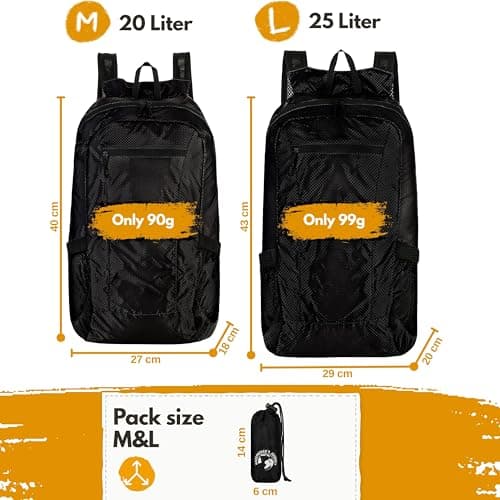 Backpacker's Journey Foldable Backpack, Ultralight 90 g - 20 l and 25 l Daypack, Water-Repellent, Packs into Its Own Pocket — view 3