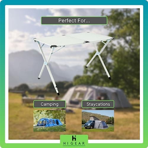 Hi-Gear Elite Double Table with Lightweight Aluminium Construction, Folding, Portable & Compact, Ideal for Camping, Festivals, BBQs & Outdoor Events, includes Carry Bag, Silver — view 5