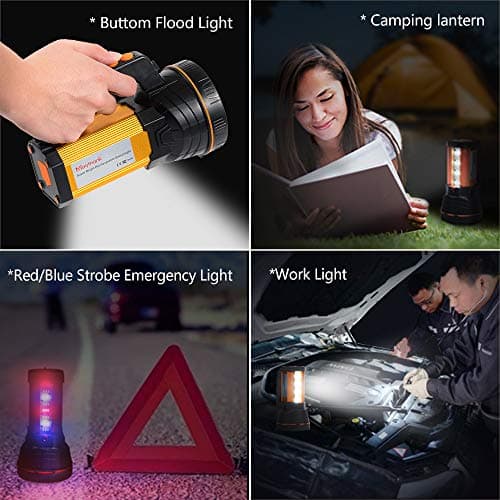 MAYTHANK Most Powerful Handheld Torch LED Super Bright USB C Rechargeable, Side Lantern/Long Range/Long Lasting/Handle/Strap, Large Spotlight Flashlight Heavy Duty High Power Strong Torch Home — view 3