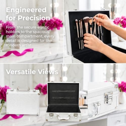 EVERGOODS Aluminum Makeup Train Case Lockable Cosmetic Tool Box Handle — view 2