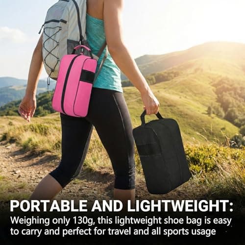 Waterproof Sports Boot/Shoe/Travel Bag for Football Cricket Rugby Golf Toiletry Gym for Men/Women (Black & Pink, 2 Pcs) — view 2
