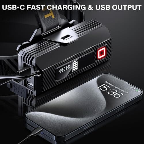 AKNEAR Rechargeable LED Head Torch with Red Light, High Lumens Super Bright — view 6