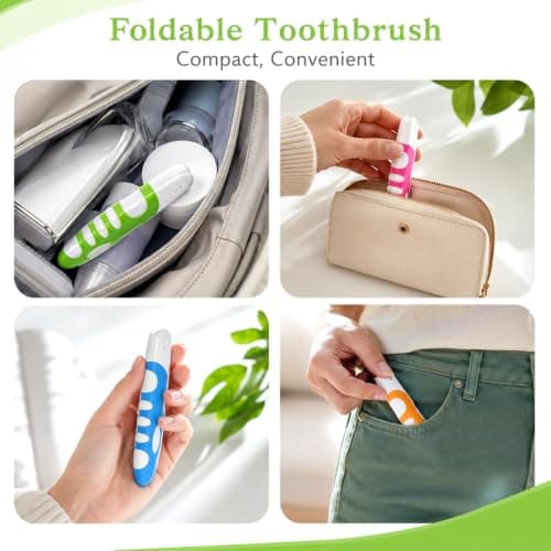 Dplolng 4 Pcs Portable Toothbrush,Travel Size Toothbrush for Camping Hiking — view 5
