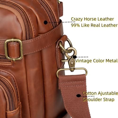 Faux Leather Backpack Briefcase Hybrid 17 Inch Laptop Bag Men's Shoulder Bag Carry On Backpack Shoulder Bag Multi-Purpose Shoulder Bags Work Bag for Men HB-22, brown, M, Retro — view 5