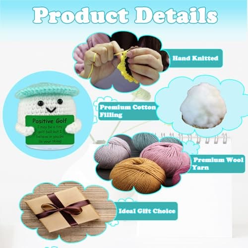 SZMDLX Positive Crochet Golf Ball Pocket Hug Sports Figurine Doll — view 3