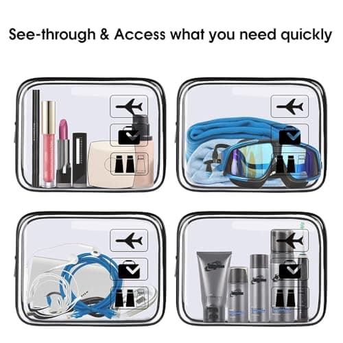 Clear Travel Toiletry Bag - TSA Approved Toiletry Makeup Bag with Zippers Travel Accessories Portable Waterproof Cosmetic Clear Makeup Bag for Women and Men — view 5