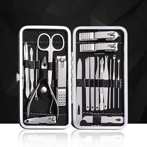 19 Pcs Manicure Pedicure Set, Nail Clippers Kit, Portable Grooming Case — view 3