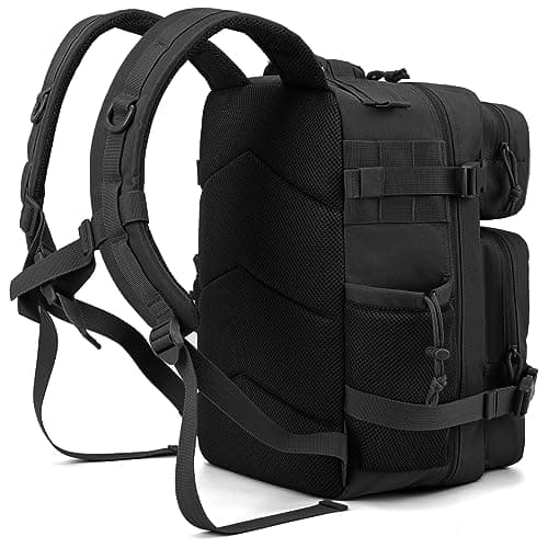 QT&QY 25L Military Tactical Backpacks For men Survival Army Laser cut Molle Daypack small EDC Bug Out Bag Gym Rucksack With Dual Cup Holders medical Rucksack Black — view 3