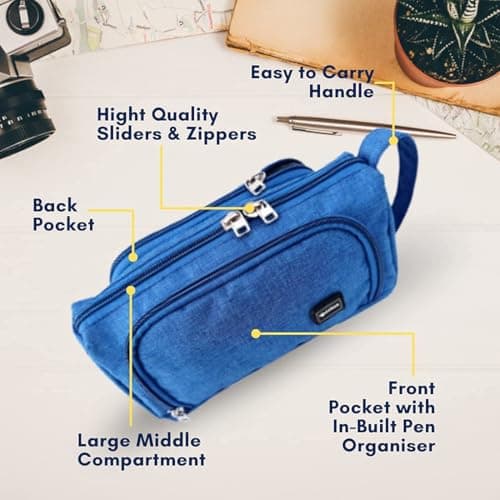 DevTech Unisex Toiletry Bag, Waterproof Portable Travel Wash & Cosmetic Organizer, Gym Shaving & Shower Bag, Makeup & Deep Kit Bag with Handle (Blue) — view 4