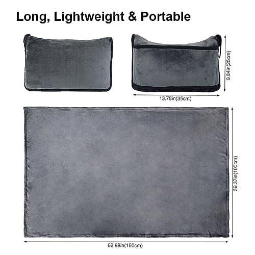 DAWNTREES 2 Pack Travel Blankets and Pillows, Grey — view 6