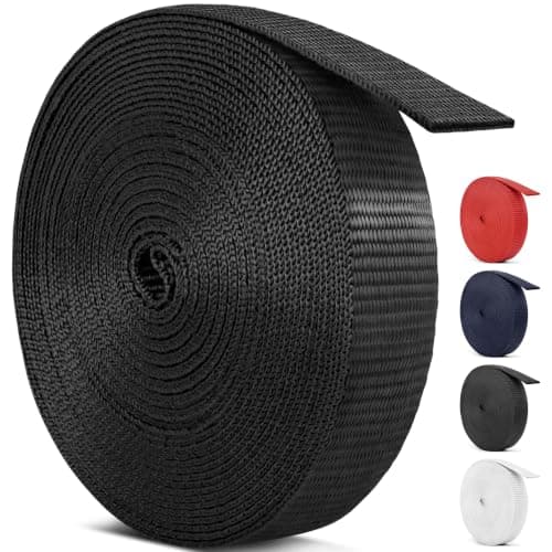 Aystkniet Webbing, 25mm 38mm 50mm Polypropylene Webbing Strap, Black, 9M