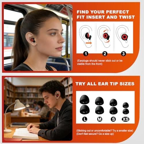 Ear Plugs Wind Noise,45db Earplugs Riding,Motorcycle Hearing Protection,Reusable Wind Noise Cancelling Earplug for Motorbike,Touring,Racing,Riding,Sleep,Concerts (Black and Red) — view 5