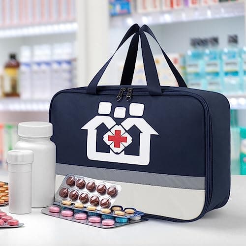 Uposao First Aid Bag Empty Small Medical Kit Pouch Portable Travel Emergency Pouch Mini Medical Bag, Drug Pack Storage Bag Empty Medication Travel Carrying Case for Car Home Camping Office Workplace — view 2