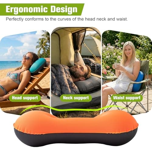 JetsCush Camping Pillow Inflatable Lightweight Travel Pillow Orange — view 4
