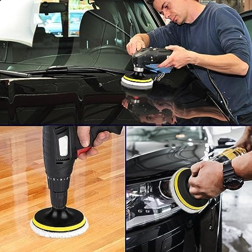 Polishing Attachment 6" Wool Polishing Pad Polishing Sponge Polishing Disc Polishing Pads, Pack of 6 Wool Polishing Attachment, Polishing Pad with 6 Angle Handle, Round Adapter (150 mm) — view 5