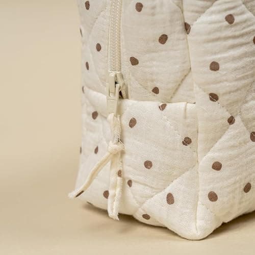 Es & Me Quilted Cotton Nappy Storage Bag, Toiletry Bag for Babies, 4 Styles (Polkadot) — view 3