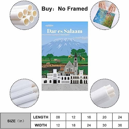 WEYUE Canvas Poster Dar Es Salaam Vintage Travel Poster Wall Posters Canvas Decorative Paintings Art Mural Unframed 40x60cm — view 2