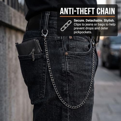 Oiieco Men‘s Wallet with Chain & RFID Blocking, 19-in-1 Organizer — view 3