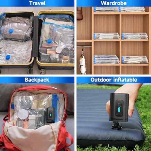 Nunemosk 12 Pack Vacuum Storage Bags with Wireless Electric Air Pump, Reusable space saver vacuum storage bags for Clothes, Double Zip and Airtight Valve for Travel and Home — view 6