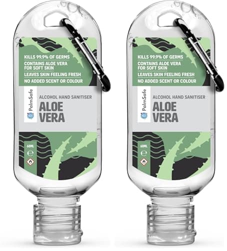 Palm Safe Aloe Vera Alcohol Hand Sanitiser 60 ml Clip Bottles (Pack of 2)