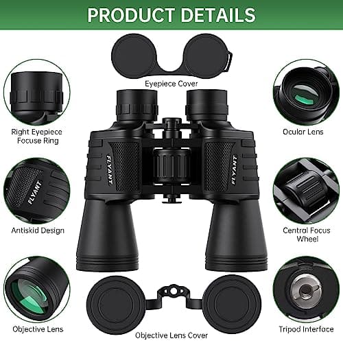 20x50 High Powered Binoculars for Adults, Waterproof Compact Binoculars with Low Light Vision, Ideal Essenstials for Travel Camping Bird Watching Cruise Hunting Football Games (Carrying Bag Included) — view 2