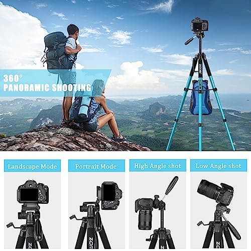 ZOMEI 188cm/74" Aluminum Extra-high Lightweight Travel Camera Tripod Blue — view 6
