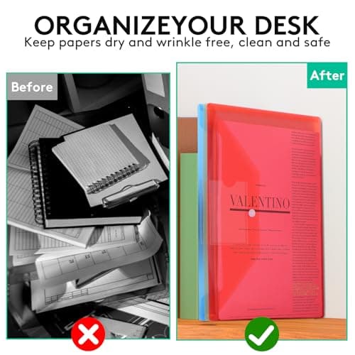 A4 Plastic Wallets Folders-20 Pack Popper Wallets with Label Pocket,A4 Document Folder for Document Storage and Office Organization Supplies - Assorted Colours Snap Button — view 5