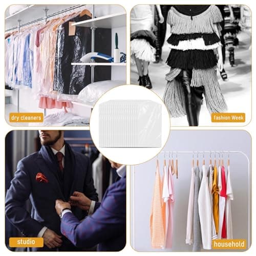 10 Pack Long Dress Covers 71 Inch Clear Garment Bags for Hanging Clothes Plastic Suit Bags Dry Cleaning Bags Hanging Dust-proof Garment Bags for Coat Gowns Dresses — view 4