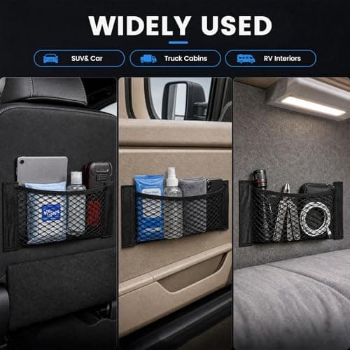 HAKACC 2 Pack Car Boot Organiser, Car Accessories, Elastic Mesh Storage Net — view 5
