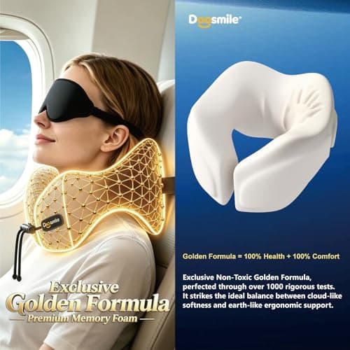 Doosmile Patented Head-bobble-preventing Ergonomic Travel Neck Pillow Combo — view 3