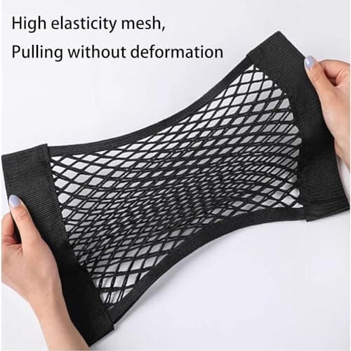 JCKD 2 Pcs Black Adhesive Mesh Cargo Net, 60 X 25cm & 40 X 25cm Elastic String Storage Mesh Bag, Car Trunk Storage Net Organizer, for Bottles, Groceries, Back Seat Car, Truck Trunk — view 3